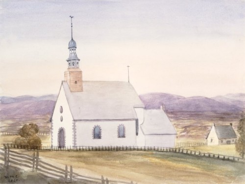 Église Sainte-Foy près de Québec, 1840, par Millicent Mary Chaplin