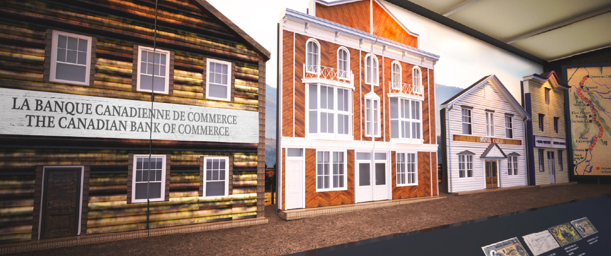 A model of a house is on display.