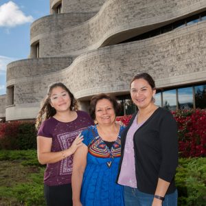 Trois femmes devant le musée