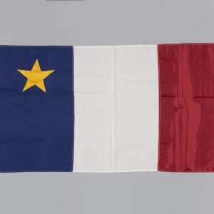 Drapeau tricolore bleu, blanc et rouge avec une étoile jaune appelée Stella Maris dans le coin gauche supérieur