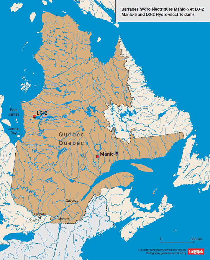 Une carte du Canada mettant en évidence les rivières et les lacs d'Ottawa, près du Musée canadien de l'histoire.