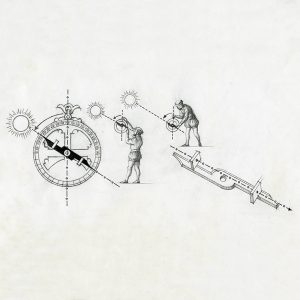 Dessin montrant l’utilisation d’un astrolabe