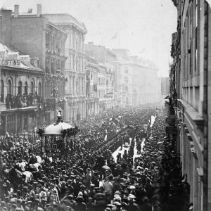 Cortège funèbre lors des funérailles de l’honorable Thomas D’Arcy McGee, à Montréal