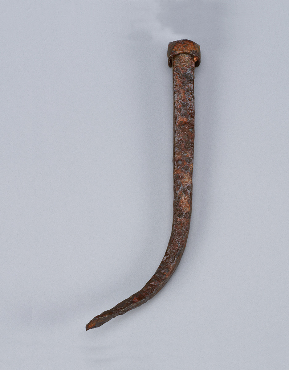 Une pointe de flèche rouillée au Musée canadien de l'histoire, Ottawa.