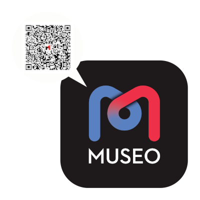 Un logo avec un grand M, le mot MUSEO et un code QR.